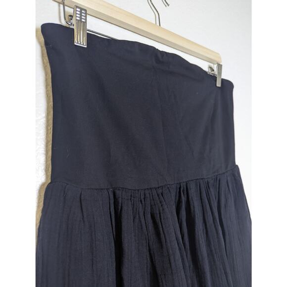 LOFT Beach Black Mixed Media Strapless Cotton Side Slits Maxi Dress Women L NWOT - Picture 6 of 13